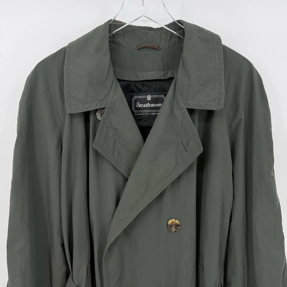 Strathmore Olive Green Wool Lined Trench Coat Men’s 40 Short Med Large